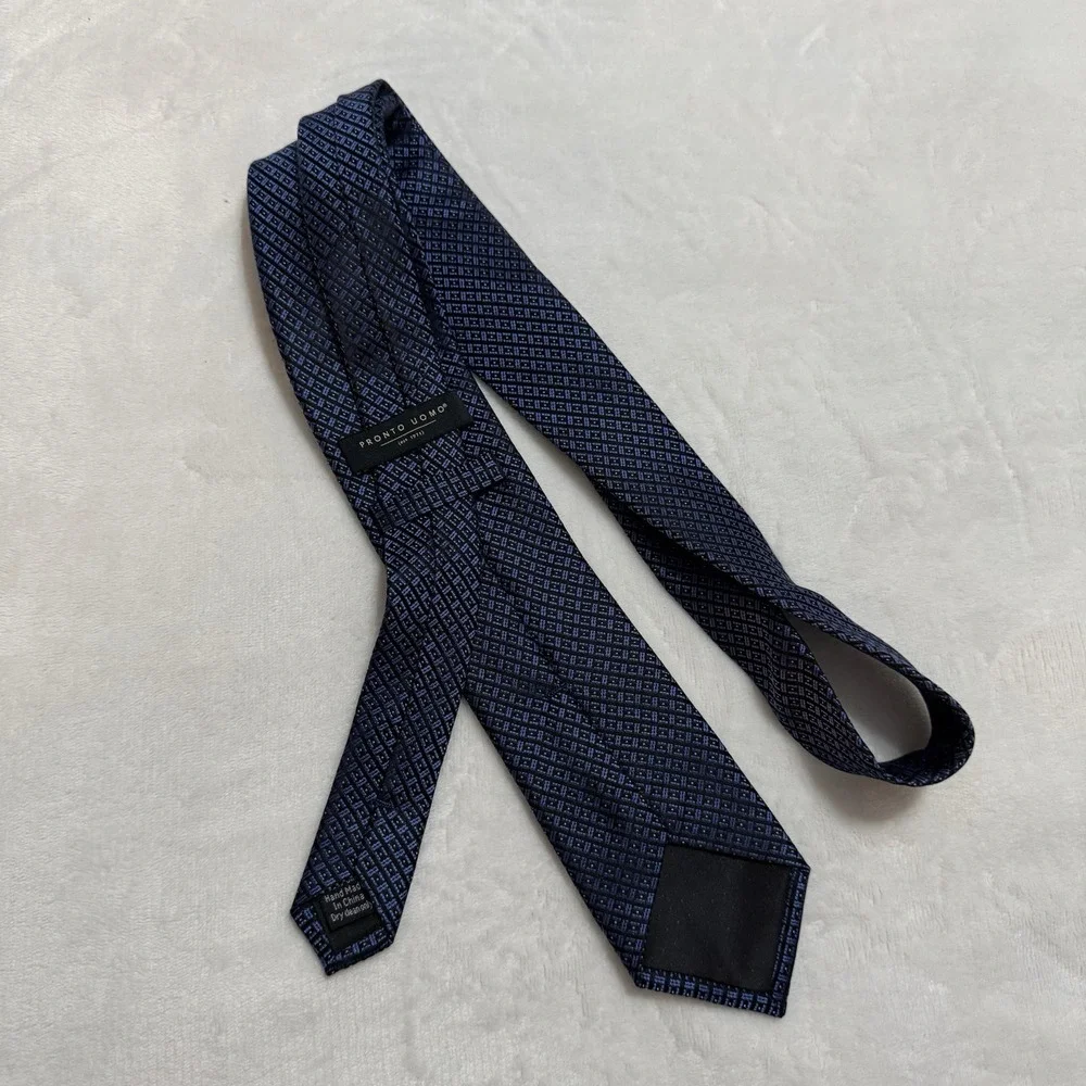 Pronto Uomo Blue Geometric Grid Neck Tie‎ Mens 61